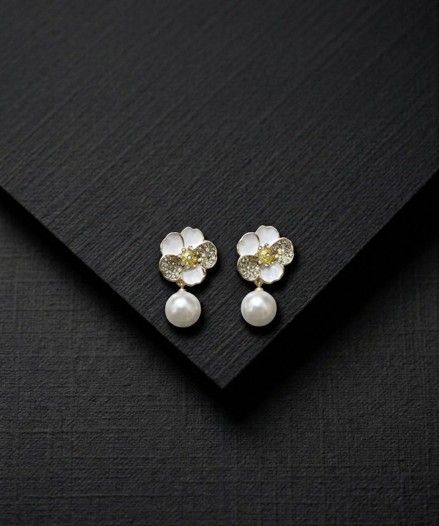 Floral Pearl Drop Earrings