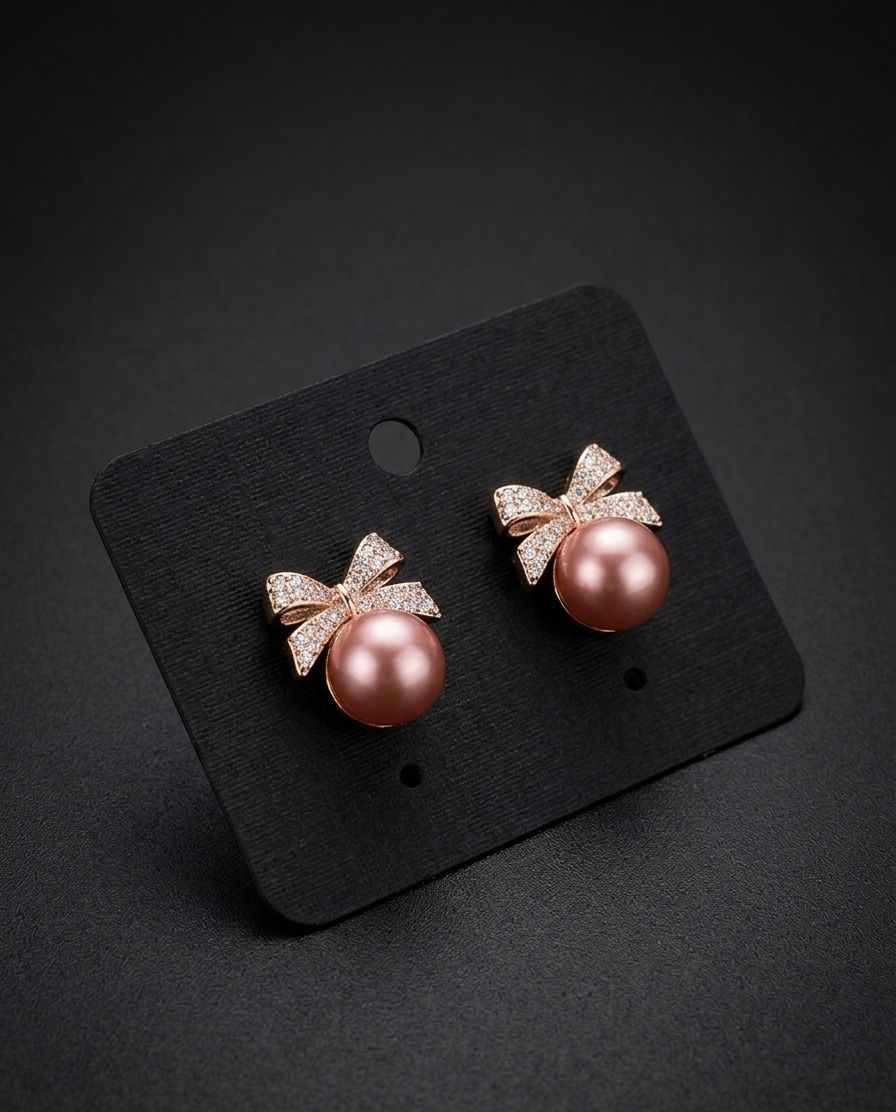 Elegant Pearl Bow Stud Earrings