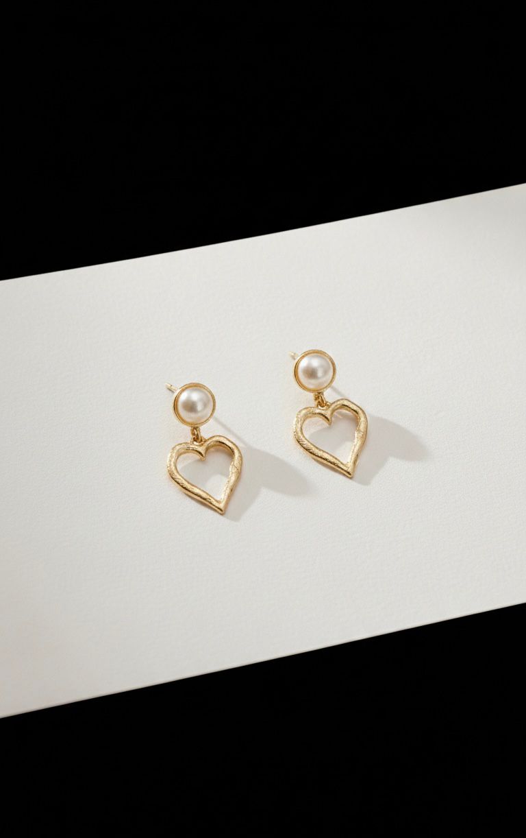 Pearl Heart Drop Earrings