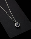 Royal Sapphire Halo Pendant Necklace
