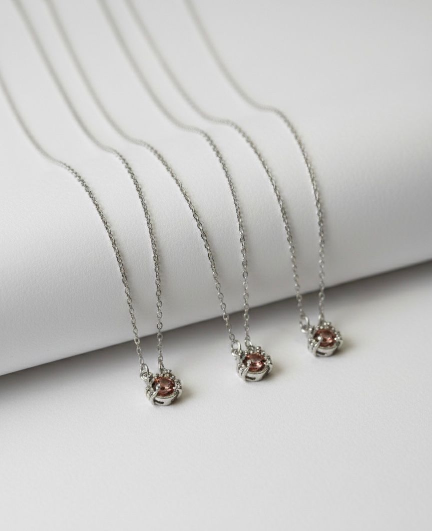 Elegant Pink Crystal Pendant Necklace