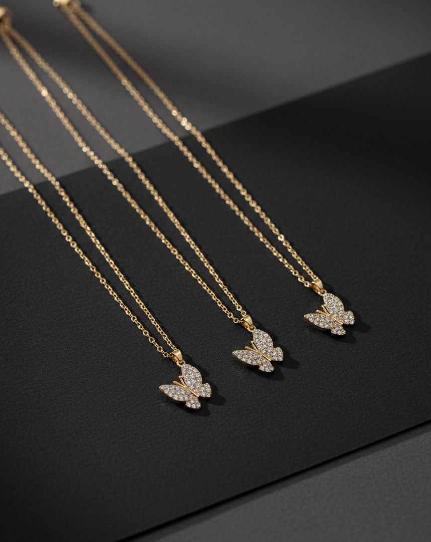 Crystal Butterfly Pendant Necklace