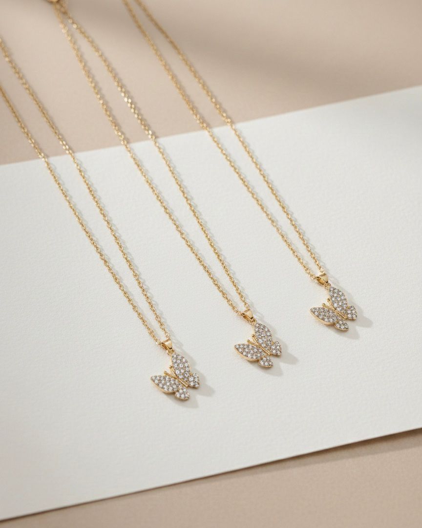 Crystal Butterfly Pendant Necklace